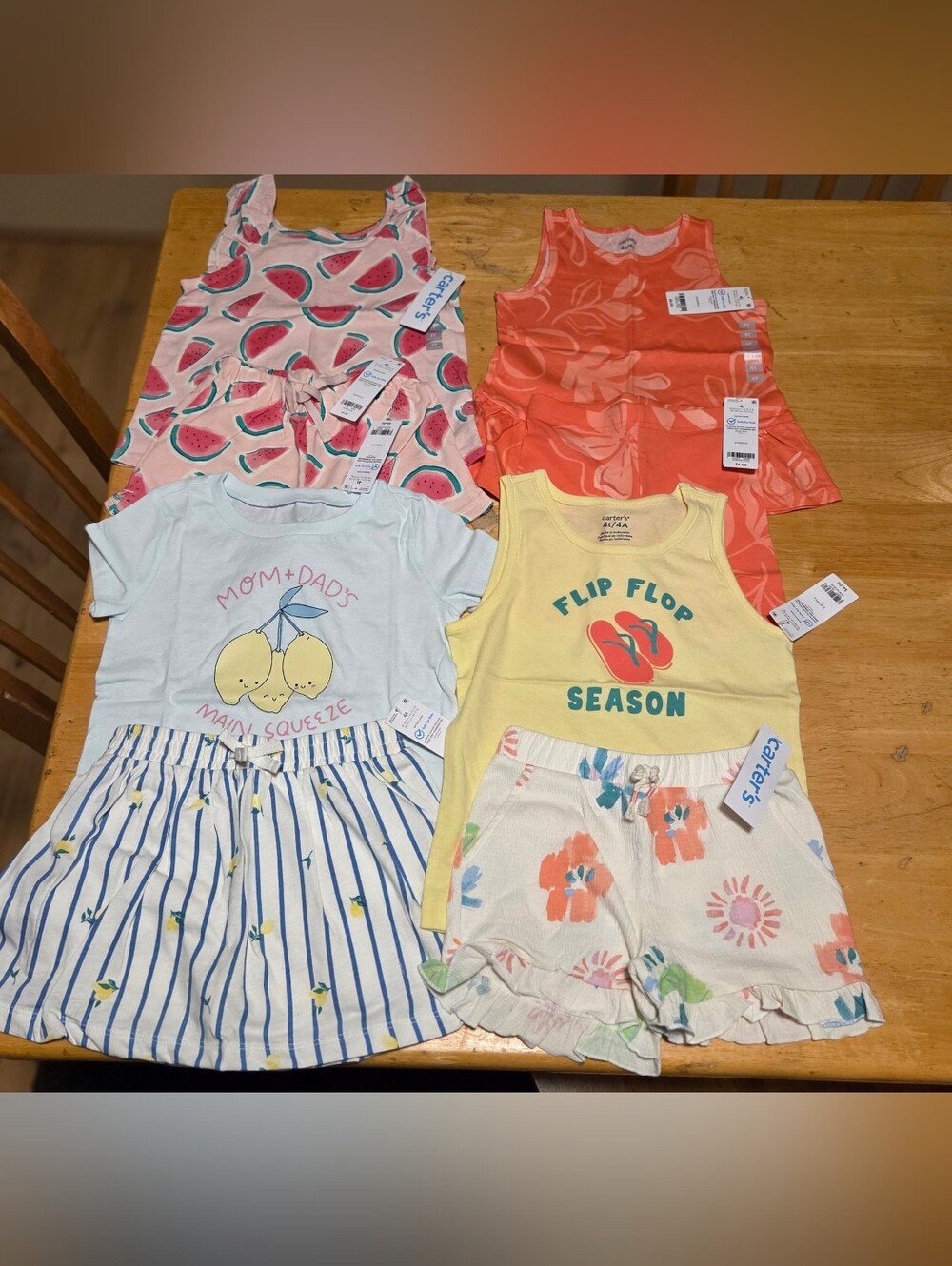 Carter's Girls size 4T Summer Lot - tops, shorts, & more - ALL NWT - 8 piece LOT